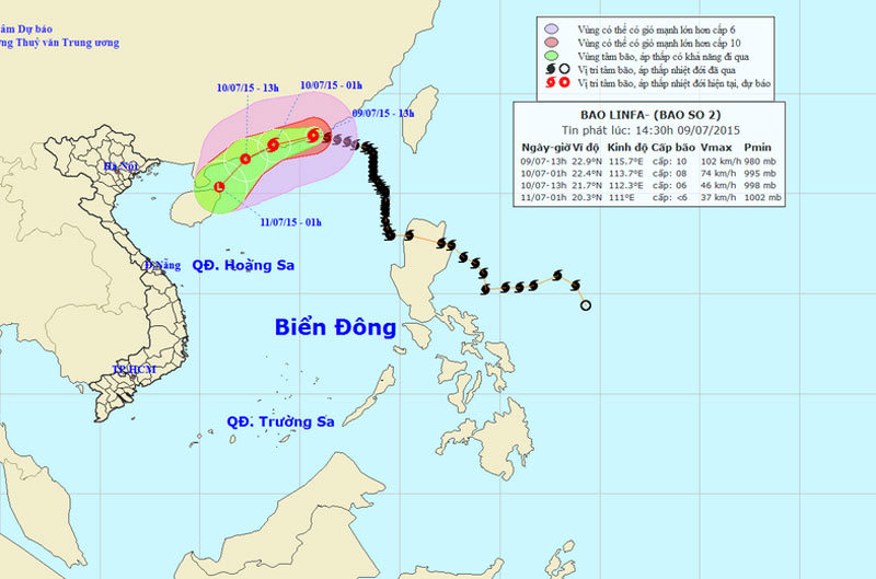 Bão số 2 vần vũ trên biển Đông, gió giật đến cấp 12