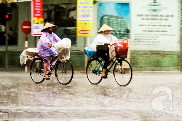 Những sắc màu phố phường Hà Nội trong cơn mưa lớn