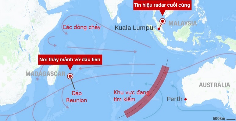 Các mảnh vỡ MH370 trôi theo hướng nào?